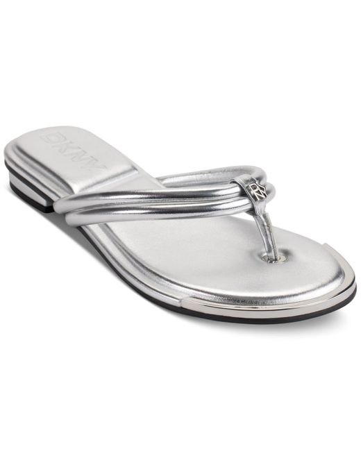DKNY White Clemmie Slip On Thong Flip Flop Sandals
