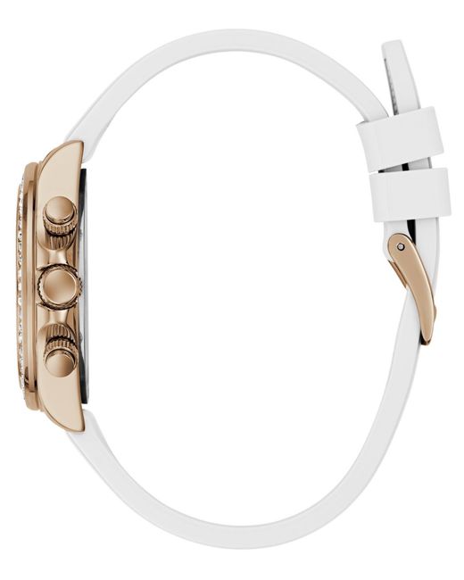 Guess Metallic Rose Gold-tone Silicone Multi-function Watch