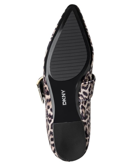 DKNY Black Cormic Pointed Toe Ballet Flat With Belt Strap Sandal