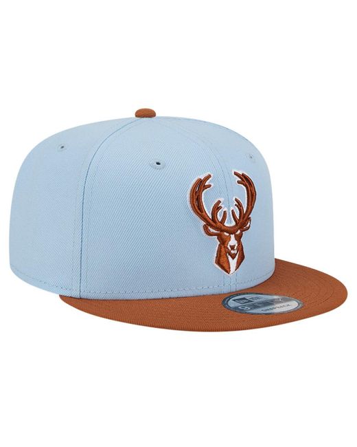 KTZ Blue /brown Milwaukee Bucks 2-tone Color Pack 9fifty Snapback Hat for men