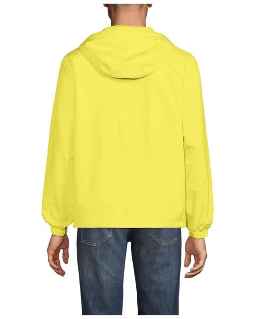 Lands' End Yellow Squall Waterproof Packable Rain Jacket for men