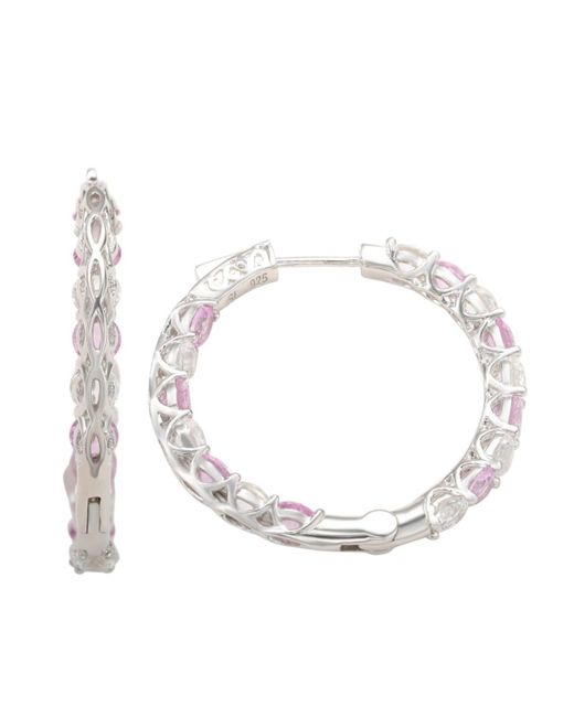 SUZY LEVIAN NEW YORK Metallic Sapphire & Lab-grown White Sapphire Martini Set Inside Out Hoop Earrings