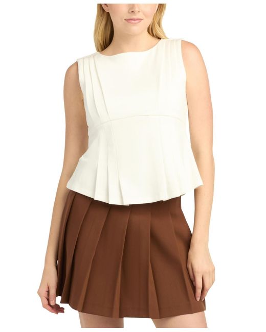 Bcx White Asymmetrical Pleated Top