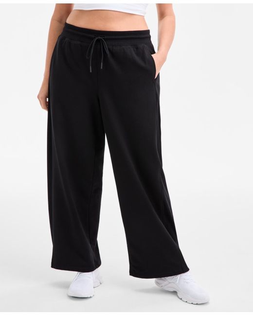 ID Ideology Black Plus Size Relaxed High-rise Fleece Pants