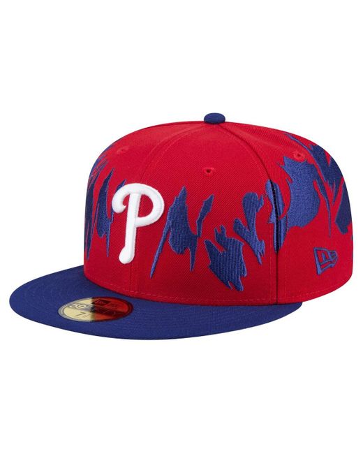 KTZ Red/royal Philadelphia Phillies Retro Pattern 59fifty Fitted Hat for men