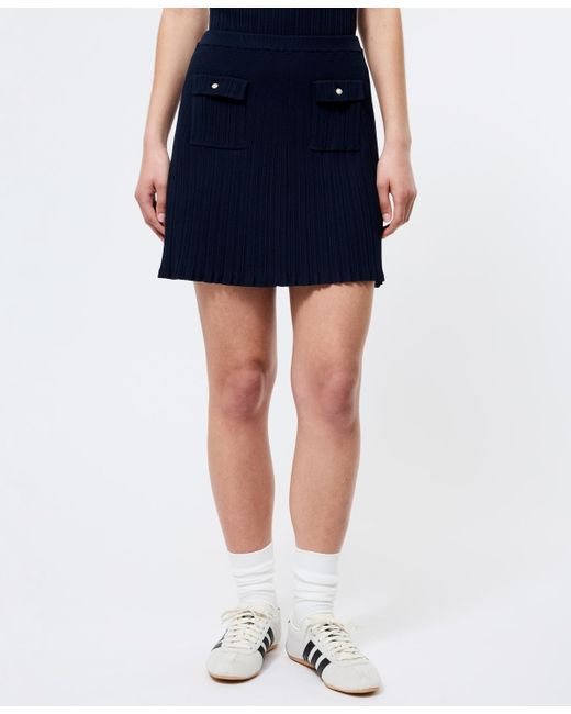 French Connection Blue Crinkle-knit Two-pocket Mini Skirt