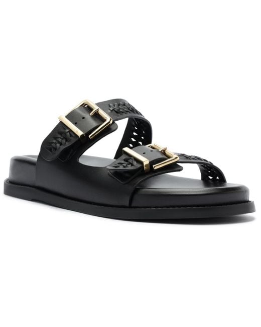 SCHUTZ SHOES Women's Black Blake Sporty Round Toe Flat Sandals