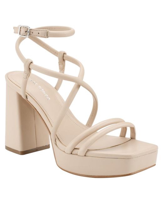 Marc Fisher Natural Gimie Block Heel Strappy Dress Sandals