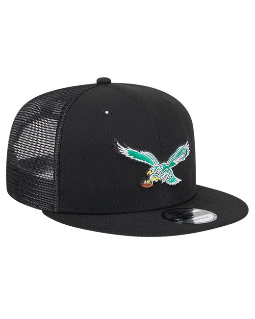 KTZ Black Philadelphia Eagles Main Trucker 9fifty Snapback Hat for men