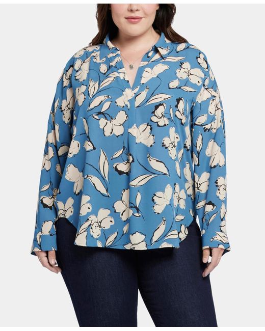 NYDJ Plus Size Flounce Sleeve Blouse