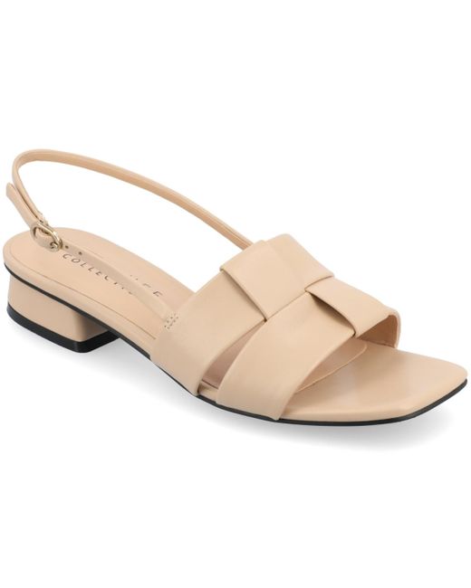 Journee Collection Natural Tabatha Block Heel Slingback Flat Sandals