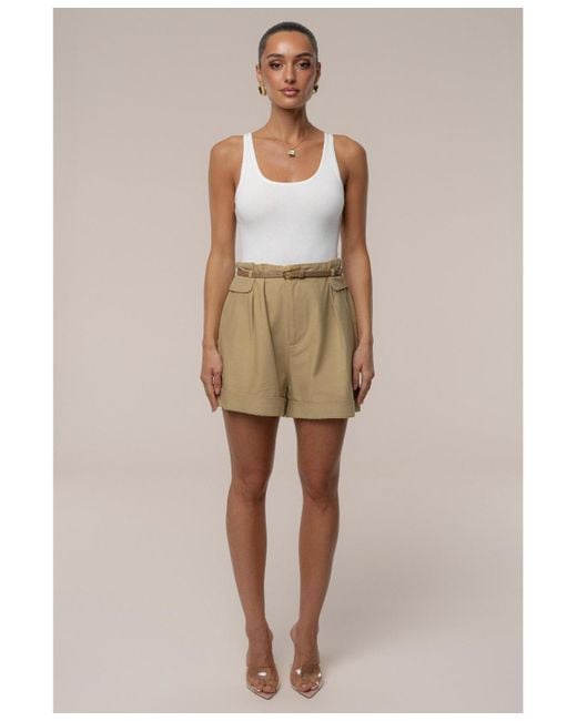 JLUXLABEL Natural Belted Cargo Shorts