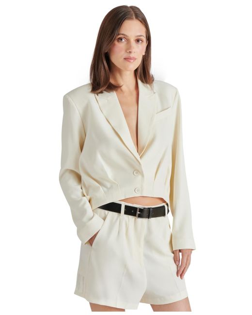Steve Madden White Lowena Cropped Button-front Blazer