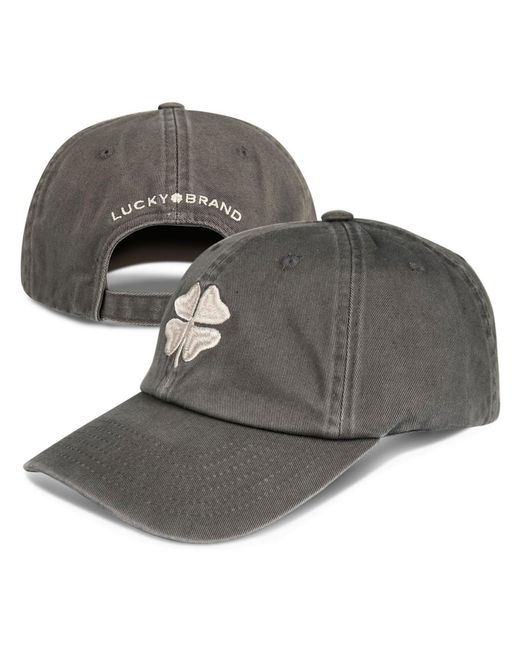 Lucky Brand Gray Clover Baseball Hat