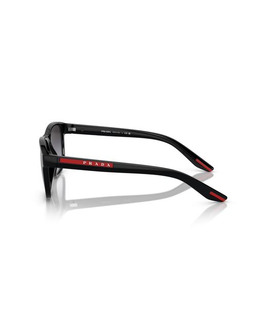 Prada Black Linea Rossa Rectangle Sunglasses for men