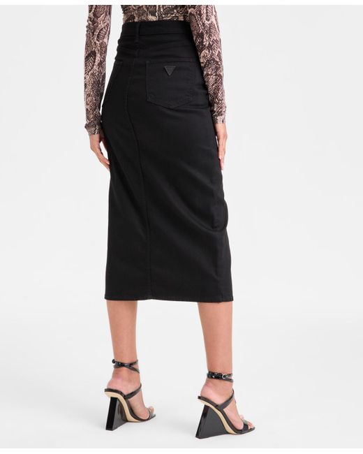 Guess White Mila Denim Midi Skirt