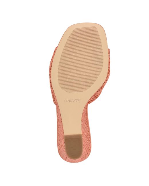 Nine West Pink Nikhil Slip-on Square Toe Wedge Sandals