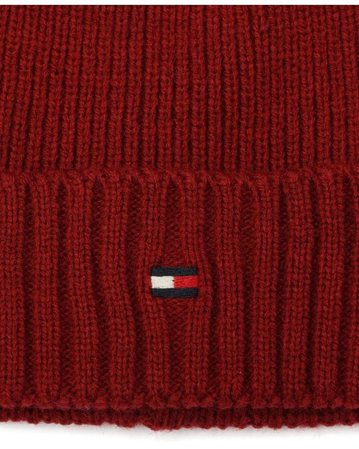 Tommy Hilfiger Red Core Flag Rib Cuff Hat for men