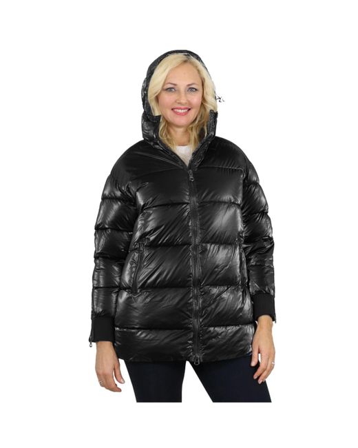 Spire By Galaxy Black Modern Fit Bubble Parka Jacket W/ Non Detachable Hood
