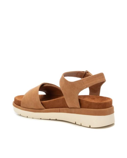 Xti Brown Suede Flat Sandals By