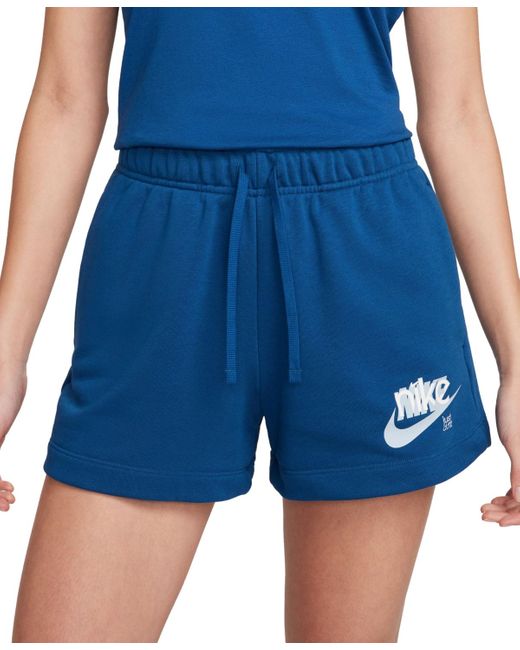 Nike Blue Sportswear Club French Terry Graphic Fleece Shorts