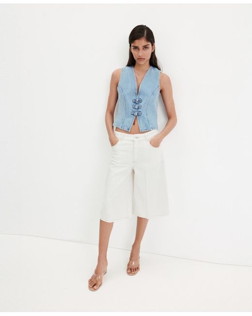 Mango Blue toggles Denim Top