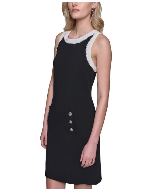 Karl Lagerfeld Black Two-tone Scuba-crepe Dress