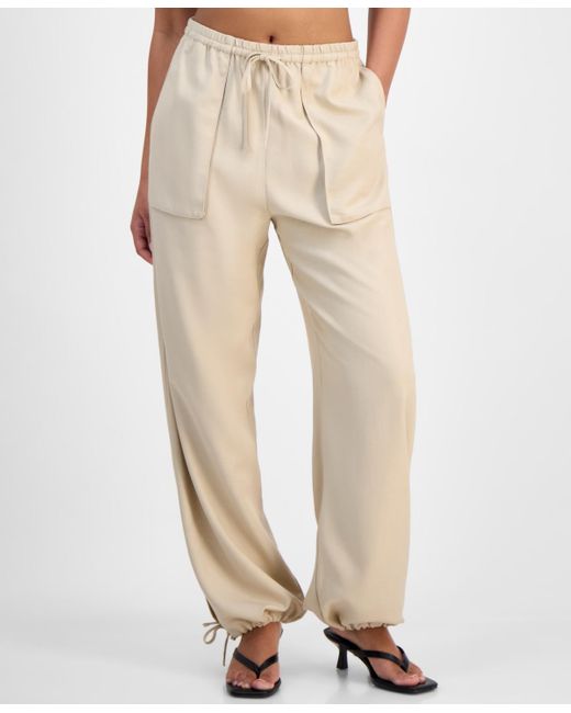 BarIII Natural Split-hem Drawstring Pants