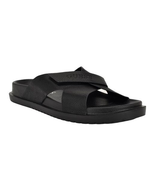 Guess Black Vaton Strap Detail Slip On Sandals for men