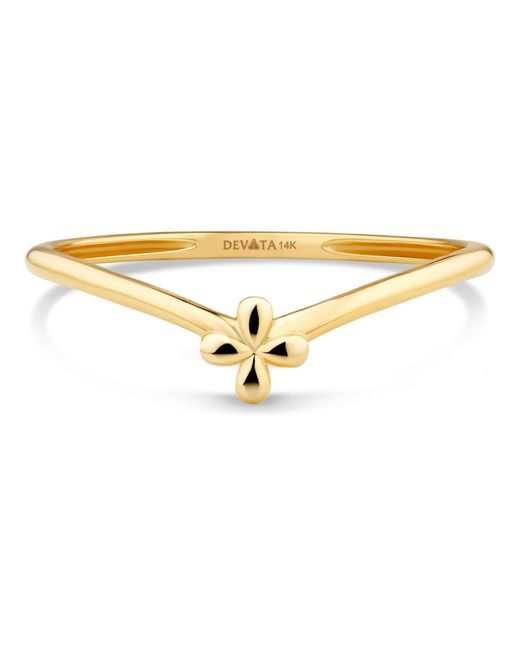 DEVATA Metallic Flower On Chevron Ring