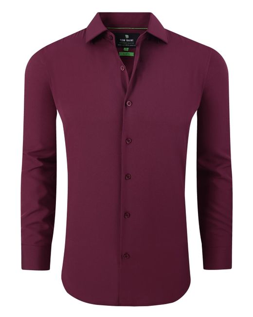 Tom Baine Purple Performance Stretch Solid Button Down Shirt for men