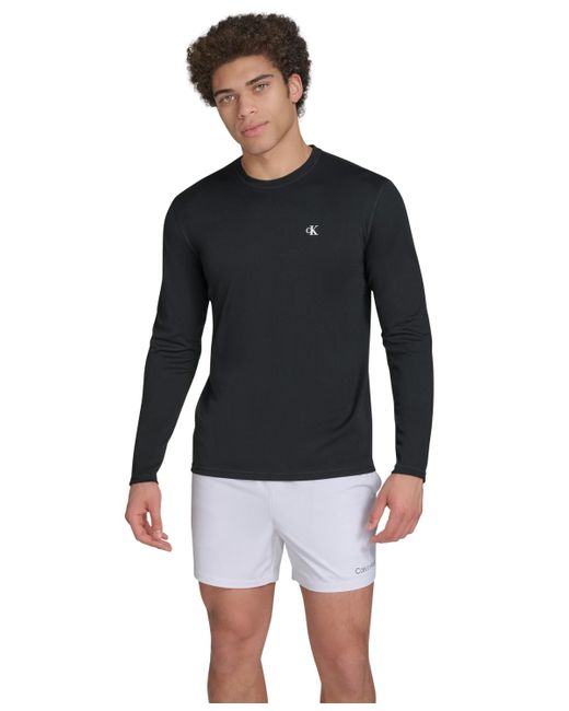 Calvin Klein Monogram Long-sleeve Swim Rash Guard in Black for Men | Lyst