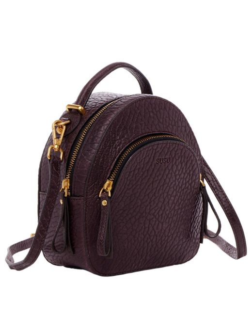 Susu Purple Small Leather Mini Backpack Purse