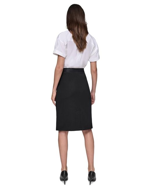 Karl Lagerfeld Black Compression Pull-on Pencil Skirt