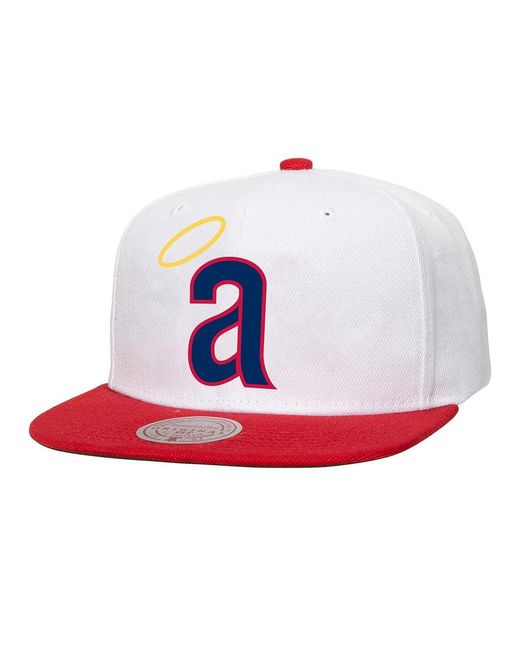 Mitchell & Ness White California Angels Cooperstown Collection Basic Flip Snapback Hat for men