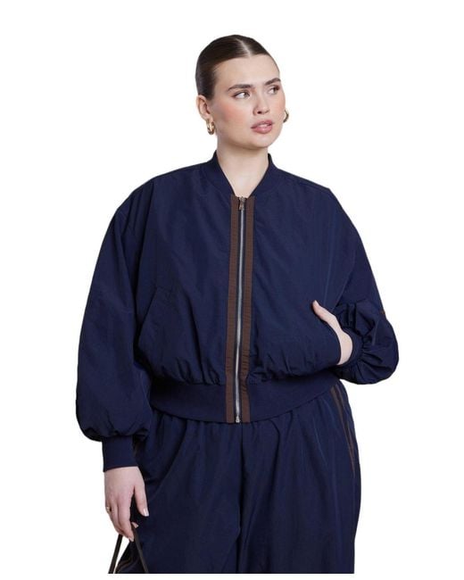 Eloquii Blue Plus Size Nylon Track Jacket