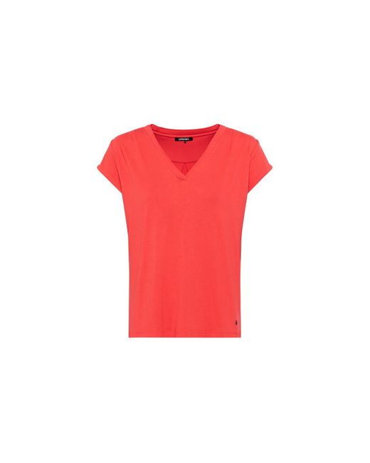 Olsen Red Cap Sleeve Solid T-shirt