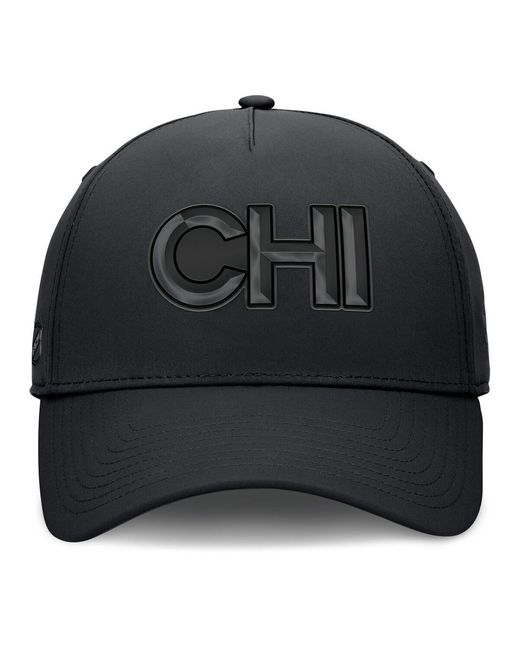 Fanatics Black Chicago Hawks Authentic Pro Road Team Code Flex Hat for men