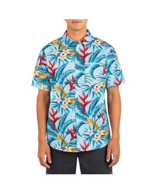 Hurley Blue One And Only Lido Stretch Short Sleeve Shirt for men