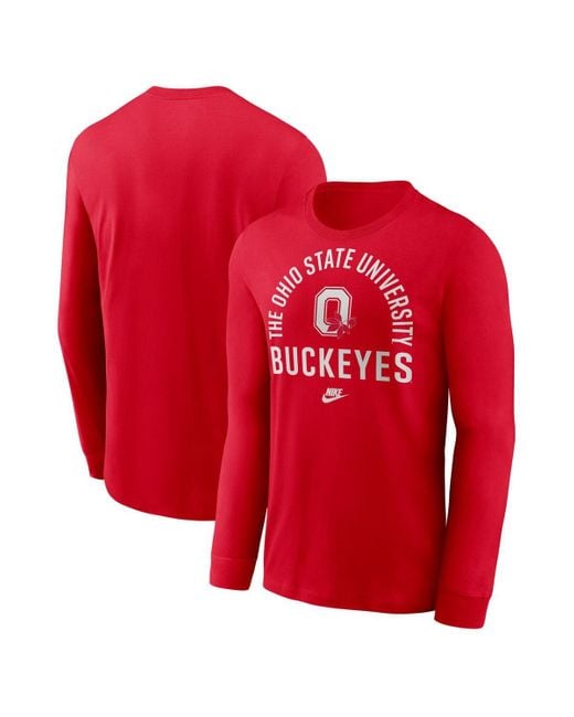 Nike Red Ohio State Buckeyes Legacy Arched Logo Long Sleeve T-shirt for men