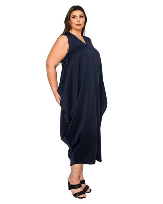 L I V D Blue Plus Size Clover Sleeveless Bubble Hem Dress