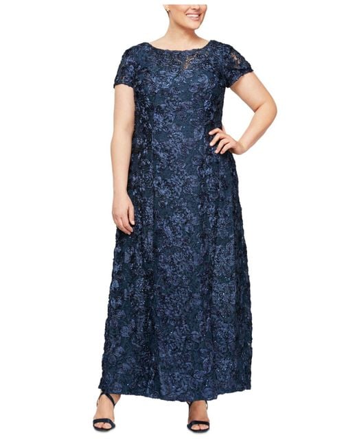 Alex evenings clearance rosette shimmer gown
