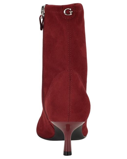 Guess Red Yanka Pointed Toe Kitten Heel Dress Booties
