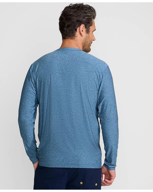 Lands' End Blue Tall Long Sleeve Upf 50 Swim Tee Rash Guard for men