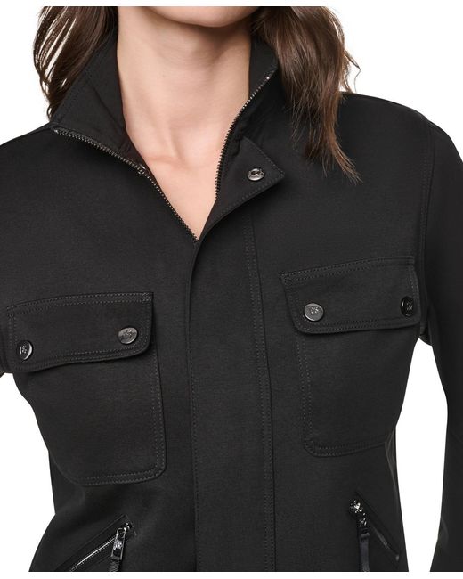 DKNY Black Soho Ponte Tech Zip-front Jacket