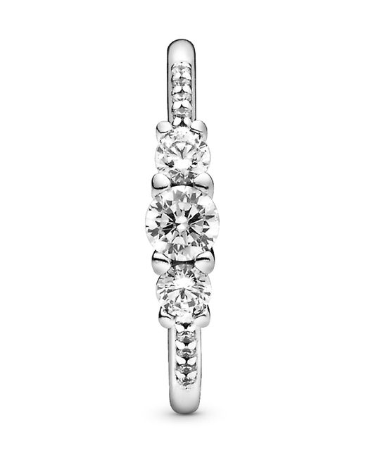 Pandora White Cubic Zirconia Timeless Clear Three-stone Ring