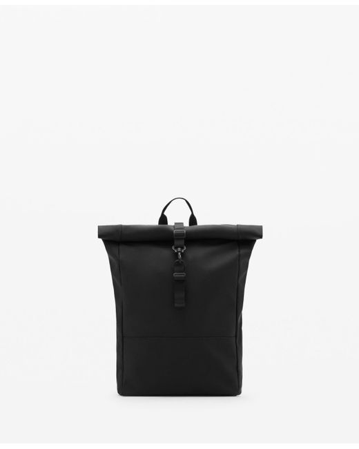 Mango Black Flap Closure Rubberized Backpack for men