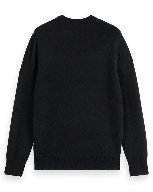 Scotch & Soda Black Solid Crew Neck Sweater for men