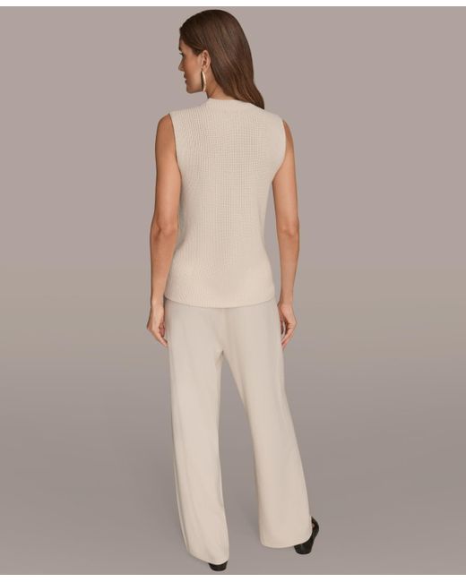 Donna Karan Natural Crewneck Sleeveless Sweater