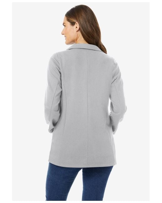 Woman Within Gray Within Knit Blazer